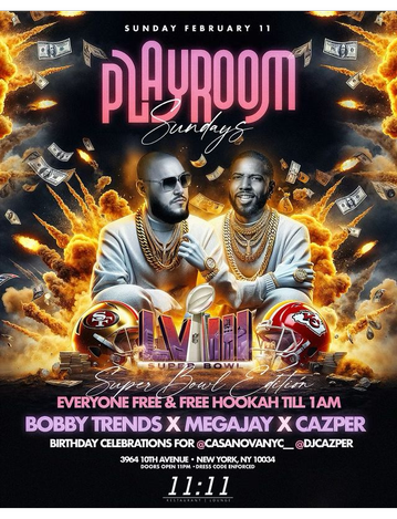 Event Playroom Sundays Super Bowl Edition DJ Bobby Trends Live At 11:11 Lounge