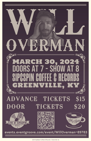 Event Will Overman Live @ Sip&Spin