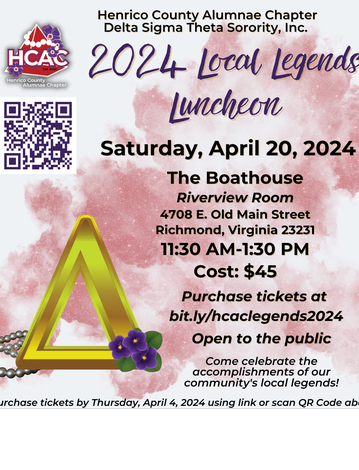 Event Henrico County Alumnae Chapter of Delta Sigma Theta Sorority, Inc. Presents "2024 Local Legends Luncheon"