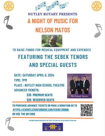 Event Nutley Rotary Presents ' A Night of Music for Nelson