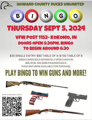 Event Howard County Ducks Unlimited Gun Bingo