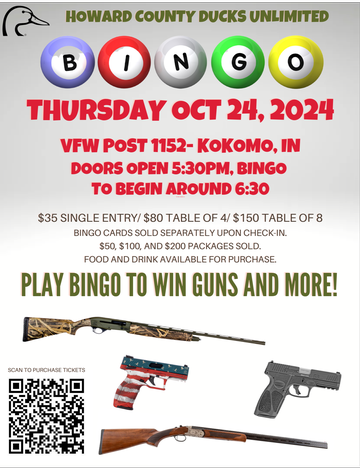 Event Howard County Ducks Unlimited Gun Bingo