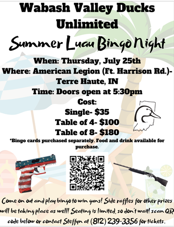 Event Wabash Valley Ducks Unlimited Summer Luau Bingo