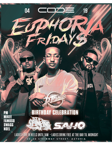Event Euphoria Fridays Dj Spinking Live At Code Astoria