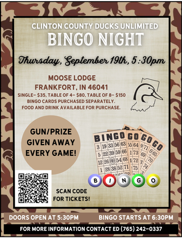 Event Clinton County Ducks Unlimited Bingo Night