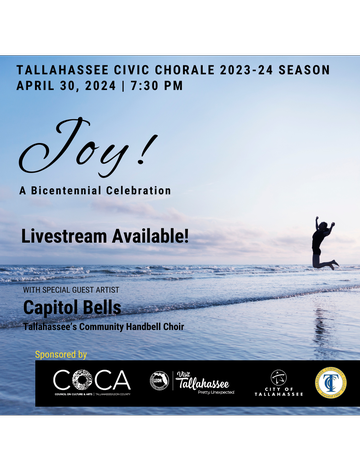 Event Tallahassee Civic Chorale Spring 2024 Concert Livestream- Joy! A Bicentennial Celebration
