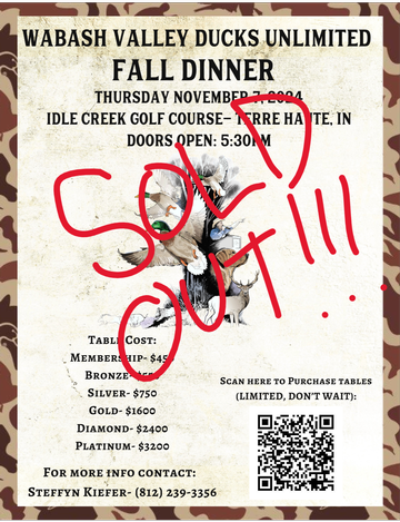 Event Wabash Valley Ducks Unlimited Annual Fall Dinner Event- SOLD OUT!!!