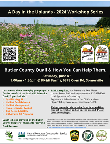 Event A Day in the Uplands: 2024 Workshop Series-Butler County Quail & How You Can Help Them.