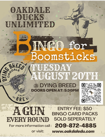 Event Oakdale DU Bingo for Boomsticks