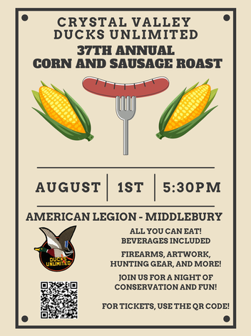 Event 37th Annual Crystal Valley Ducks Unlimited Corn and Sausage Roast (Middlebury, IN)