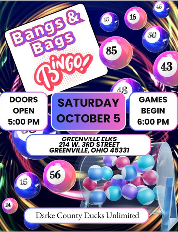 Event Darke County DU/Greenville Elks lodge "Bangs & Bags"  Bingo