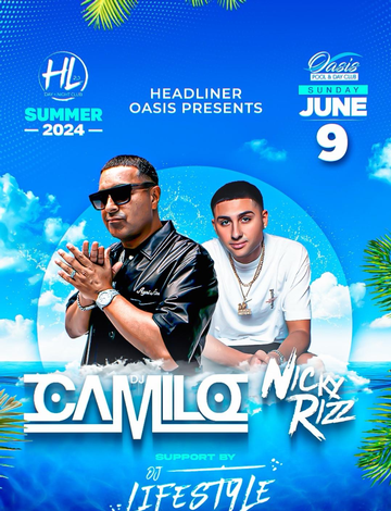 Event Oasis Pool Party Season 2024 Big G Ent 24 Year Company Anniversary DJ Camilo Live At Oasis Pool & Day Club