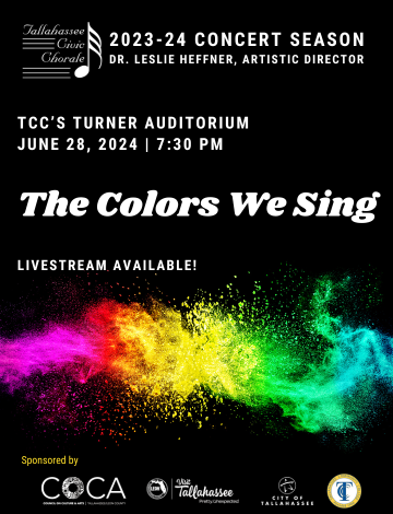 Event Tallahassee Civic Chorale Summer 2024 Concert Livestream- The Colors We Sing LIVESTREAM CANCELLED