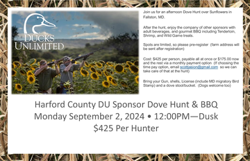 Event Harford County DU Sponsor Dove Hunt & BBQ