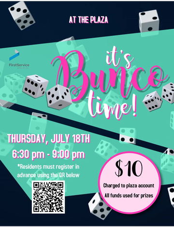 Event Bunco Night @ The Plaza - July 18