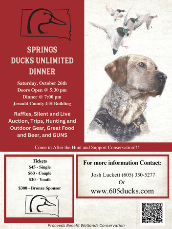 Event Springs (Wessington Springs) Ducks Unlimited Dinner