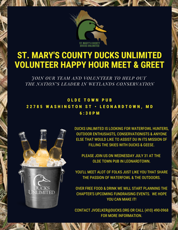 Event St. Mary's County Ducks Unlimited Volunteer Happy Hour Meet & Greet