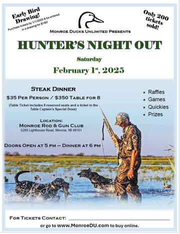 Event Monroe Chapter Ducks Unlimited Hunter's Night Out