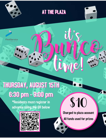 Event Bunco Night @ The Plaza (RESIDENTS ONLY)