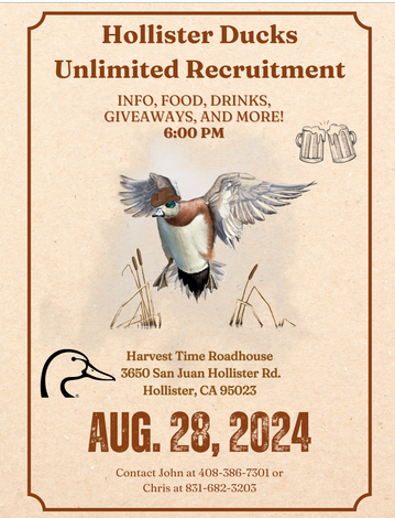 Event 2024 Hollister Ducks Unlimited Recruitment