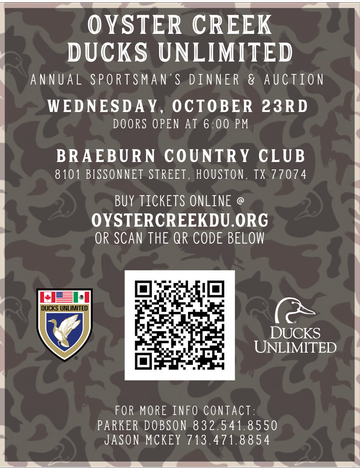 Event Oyster Creek Ducks Unlimited Banquet (Southwest Houston Area)